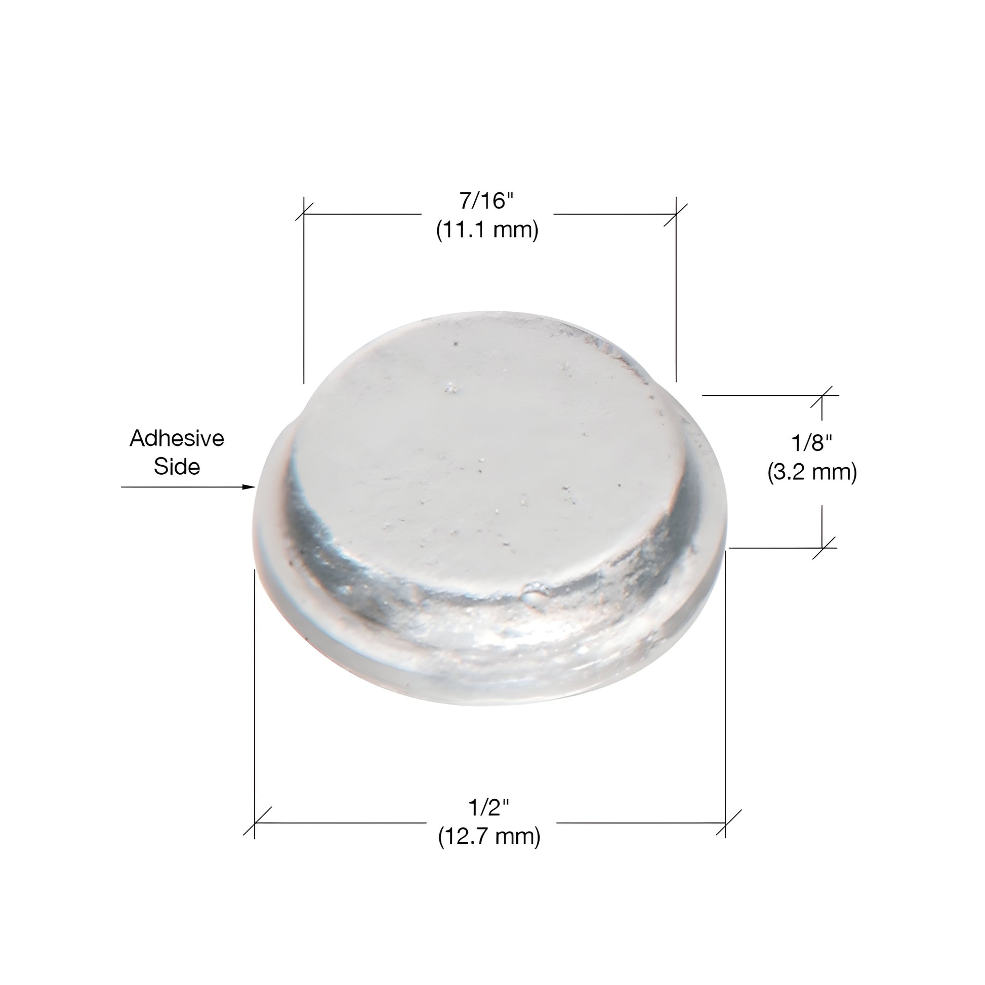 Clear round adhesive bump pad CB1PK5000, 1/2 in 1/8 in (13 3mm), peel-and-stick protective bumper.