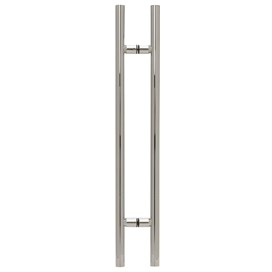 LP48CH polished chrome 48 in ladder-style tubular shower door pull, 1-1/4 in dia, back-to-back mount for 8-12 mm glass