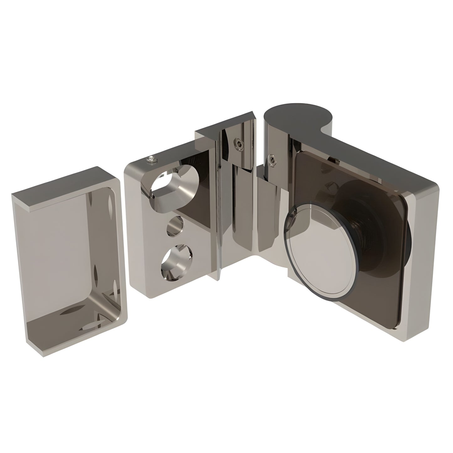 Polished chrome Lugano glass shower door hinge LUG044RCH, concealed brass hinge for 8-10mm glass, left-hand
