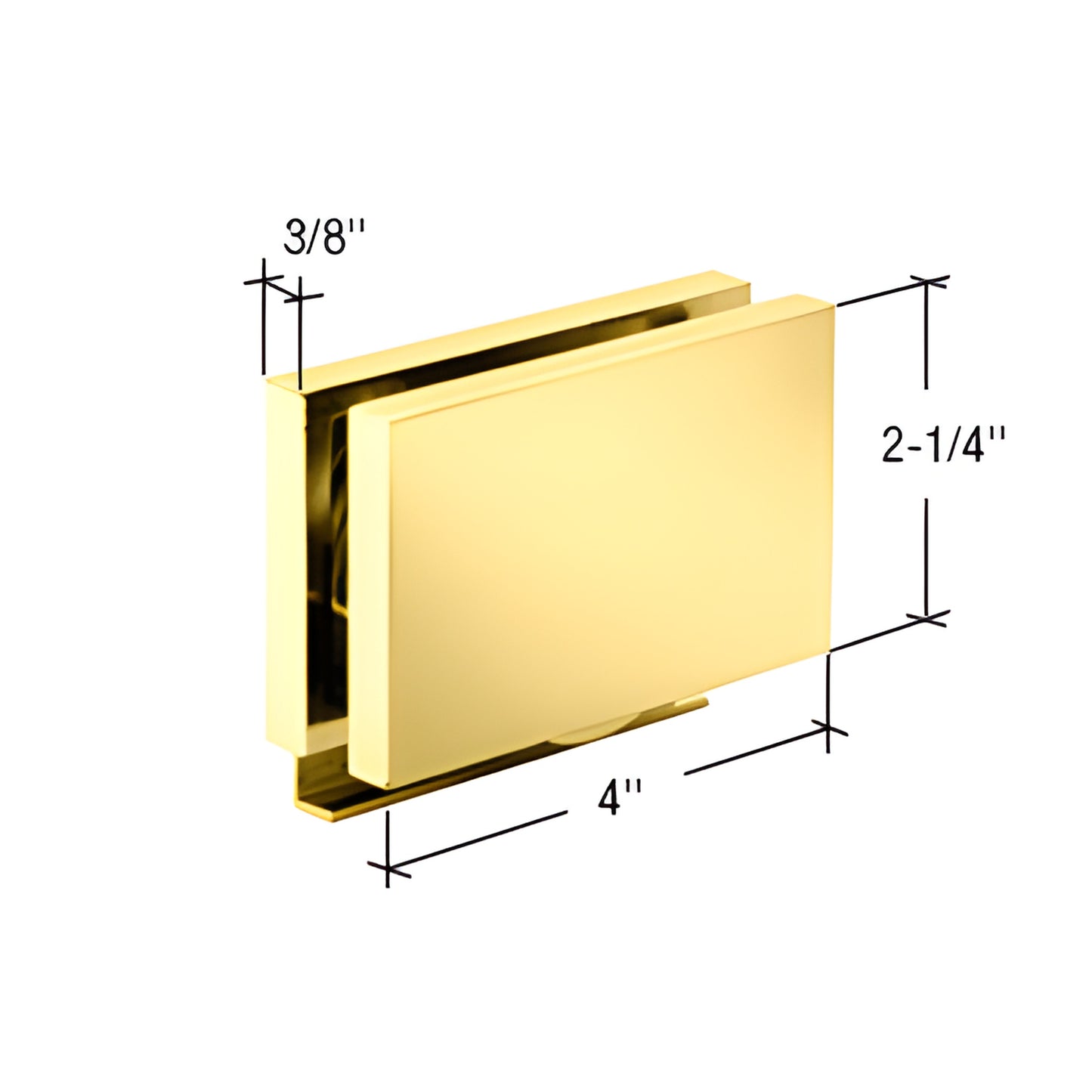 SR4BR polished brass Essence series bottom replacement roller, square design, dimensions 4" 2-1/4" 3/8".