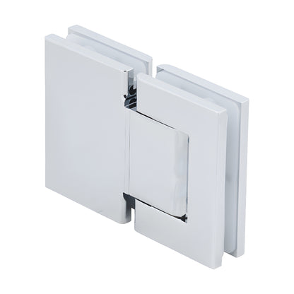 CRL H8015BTCH polished chrome 180 glass-to-glass oil-dynamic hinge, square profile, adjustable self-closing, hold-open optio