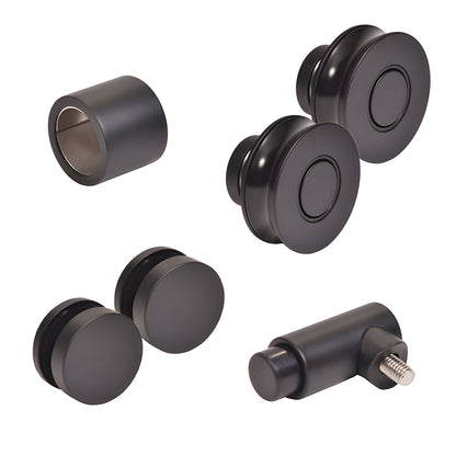 Matte black Colonia replacement kit CLNHDWKMBL - stainless steel rollers, fittings & stopper for 180 sliding shower door