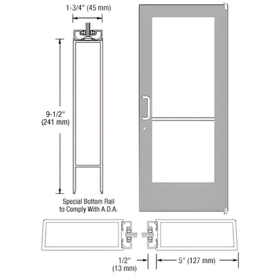 CRL-U.S. Aluminum 550 3'x7' Clear Offset Door w/ Surface Closer