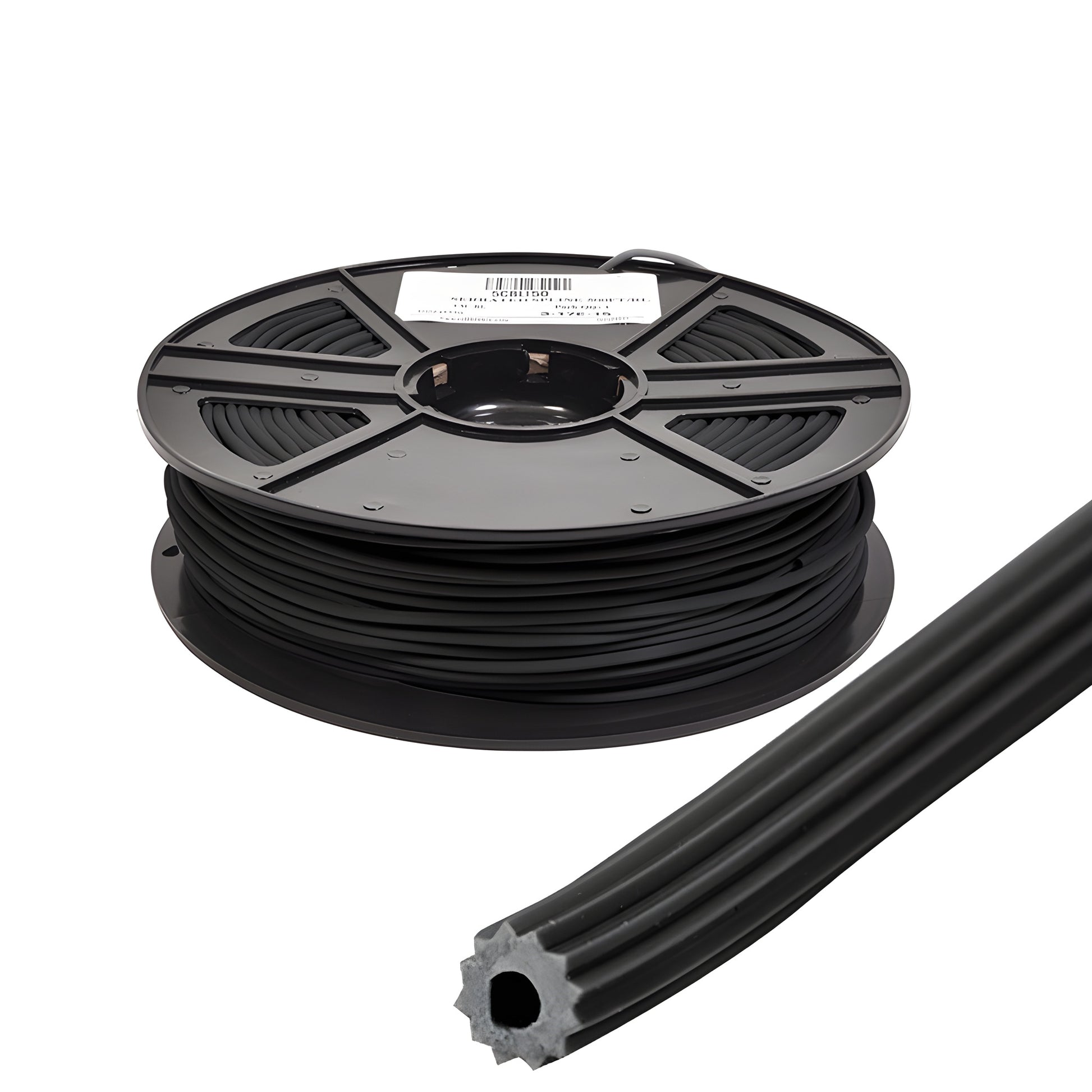 CRL 5CBL150 black hollow-core vinyl screen spline on 500' plastic spool, serrated profile for window/door screen repair