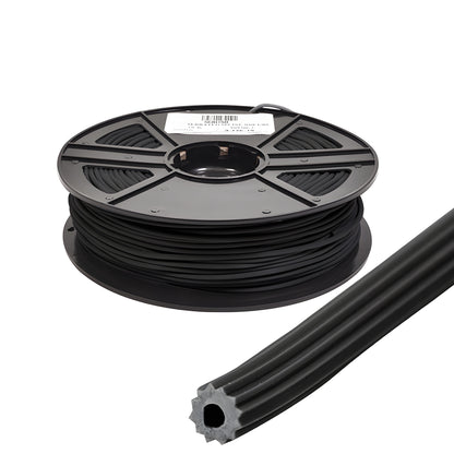 CRL 5CBL150 black hollow-core vinyl screen spline on 500' plastic spool, serrated profile for window/door screen repair