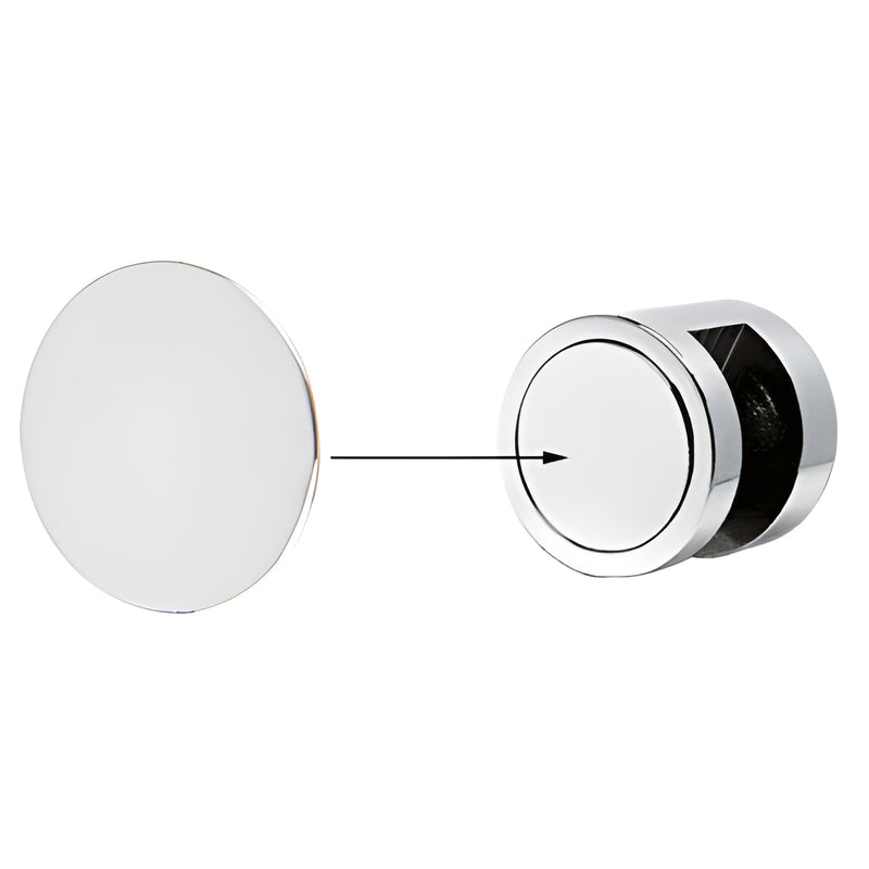 Polished chrome 1 in (25.4 mm) brass cover disk for CRL Edge Grips, adhesive-backed, hides adjustment screw.