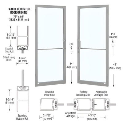 CRL-U.S. Aluminum 72x84 Clear Anodized Pair - Series250 Entrance Door