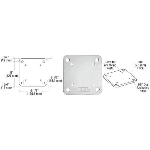 CRL Metallic Silver Square Base Plate, 6.5"x6.5" - Durable, Stylish Support Solution