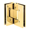 Polished brass square glass-to-glass shower hinge, self-centering 90 , for 8-12mm glass (GEN092BR)