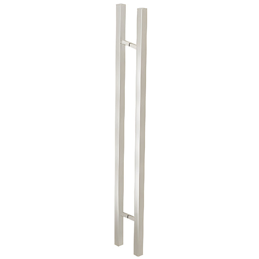 60SQSLPBS brushed stainless 60" square ladder-style pull handle, 1-1/4" tubing for 3/8-3/4" tempered glass doors.