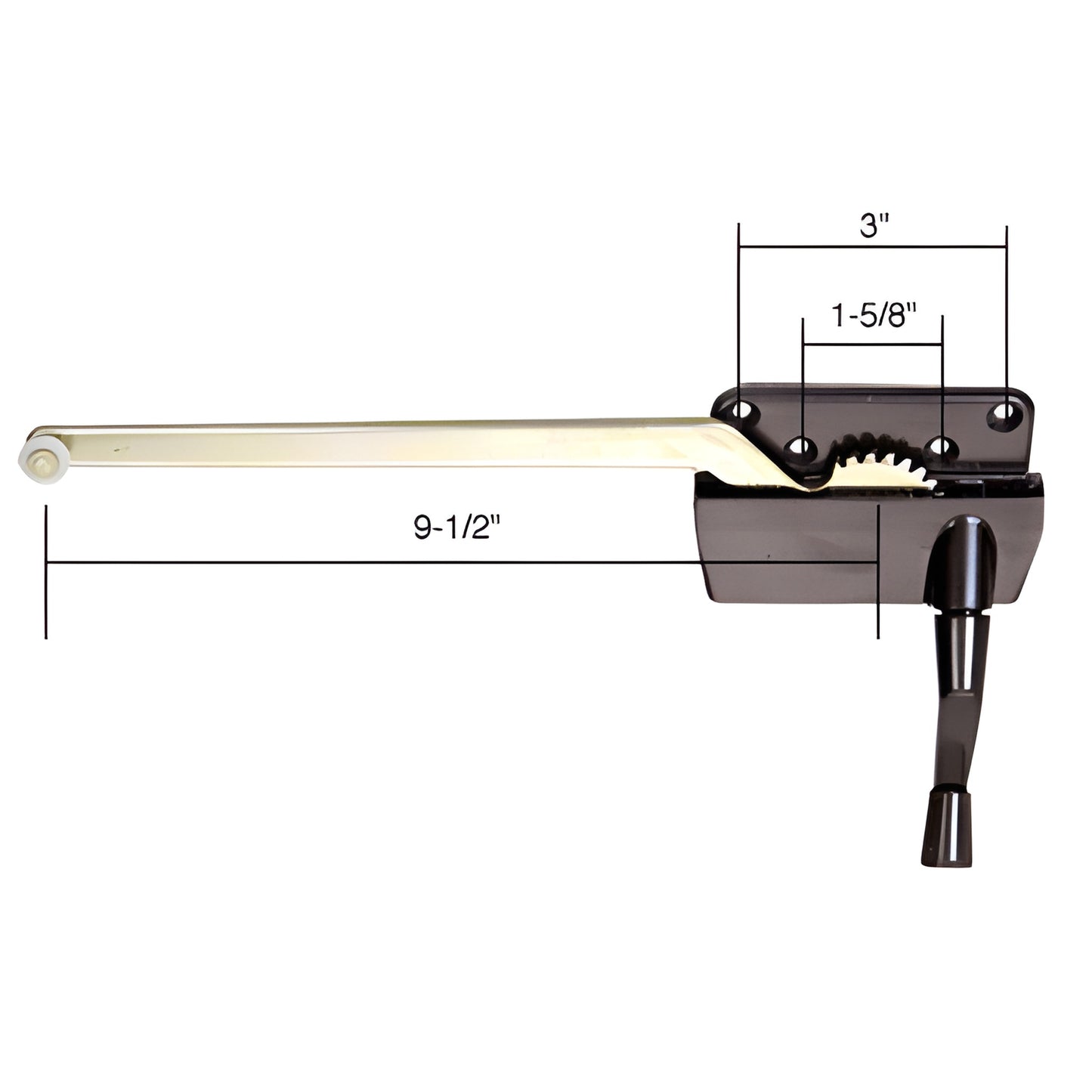 Bronze CRL casement operator H3569 with 9-1/2" arm, steel worm gear, surface-mount, right-hand, 11/32" spindle