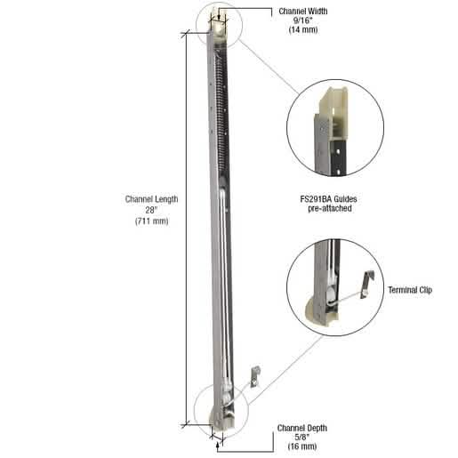 CRL 2740 Window Channel Balance with FS291BA Guides Attached, durable window hardware.
