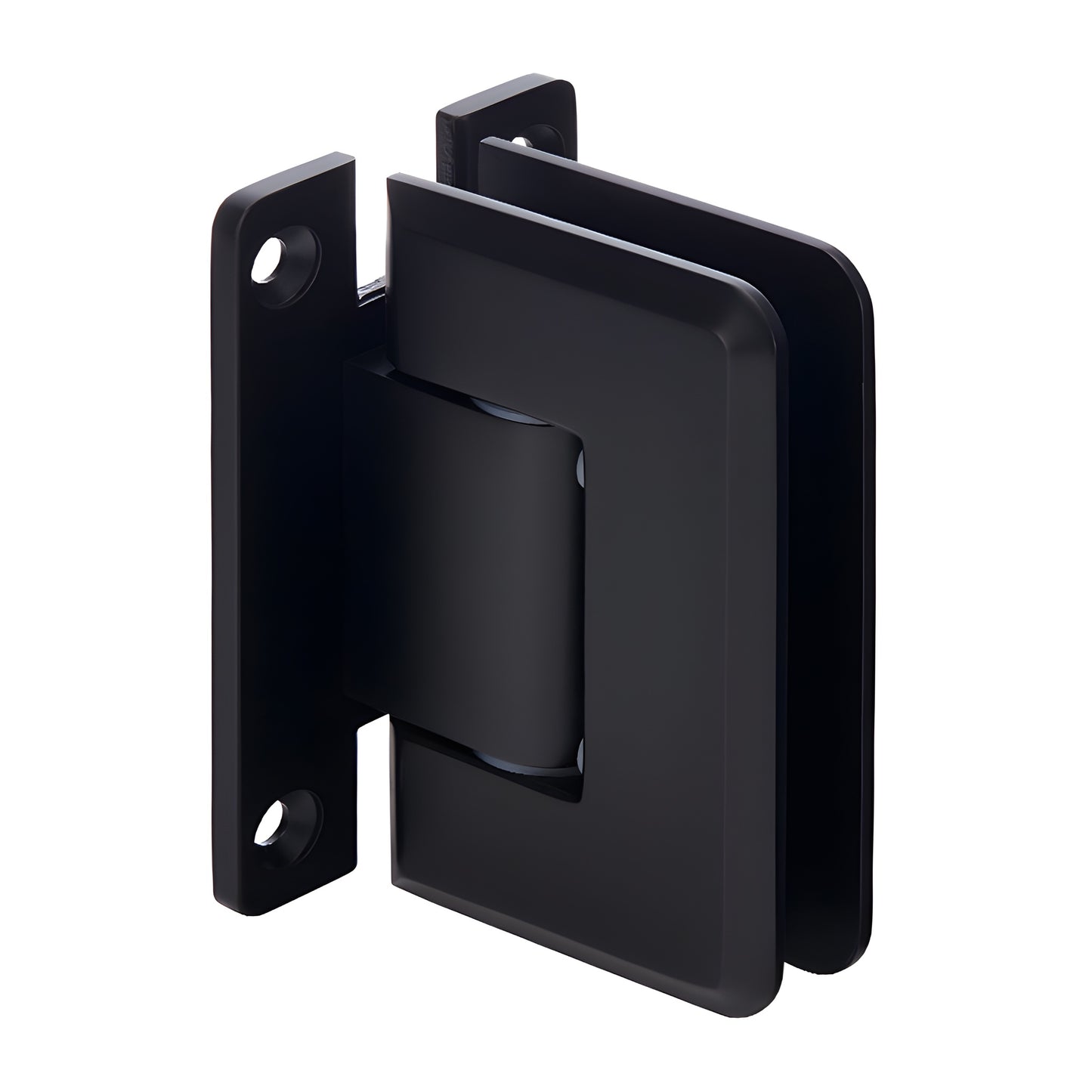 Matte black adjustable Pinnacle shower hinge (brass) wall-mount 'H' backplate fits 8-12mm glass SKU P1N337MBL