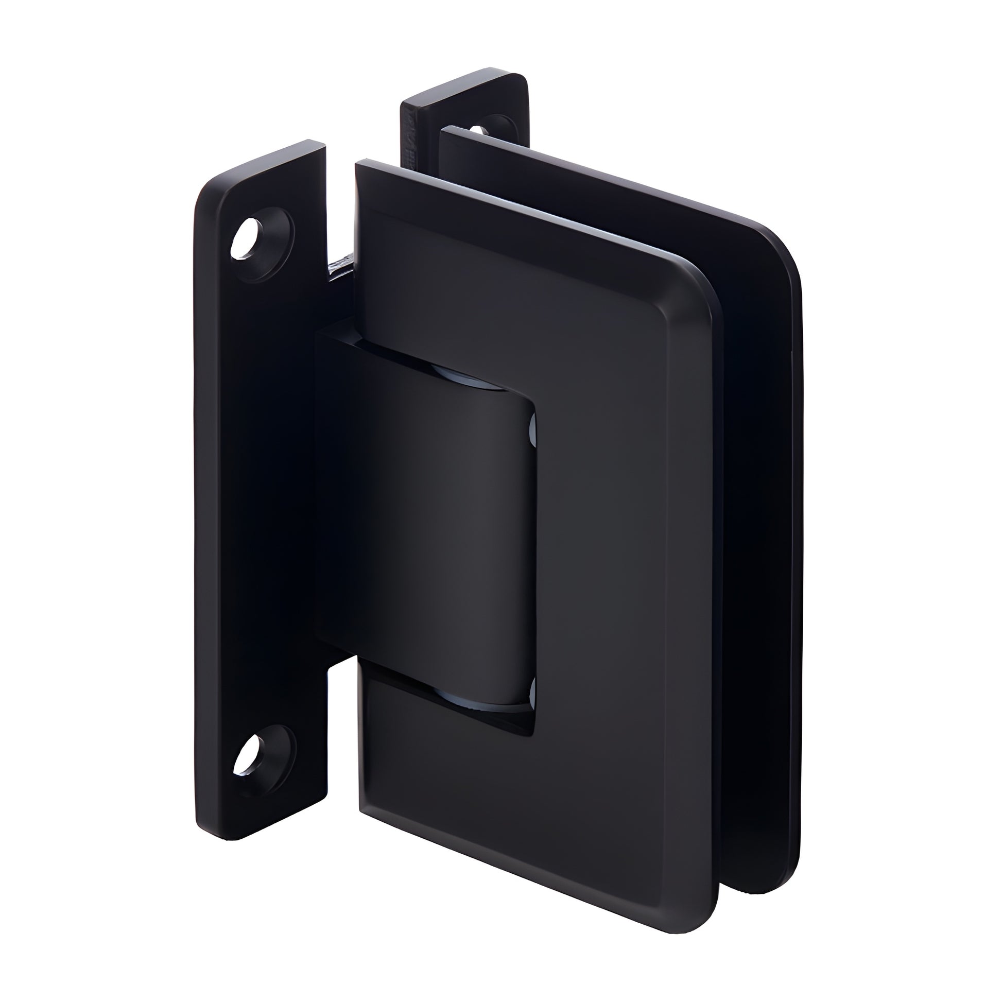 Matte black adjustable Pinnacle shower hinge (brass) wall-mount 'H' backplate fits 8-12mm glass SKU P1N337MBL