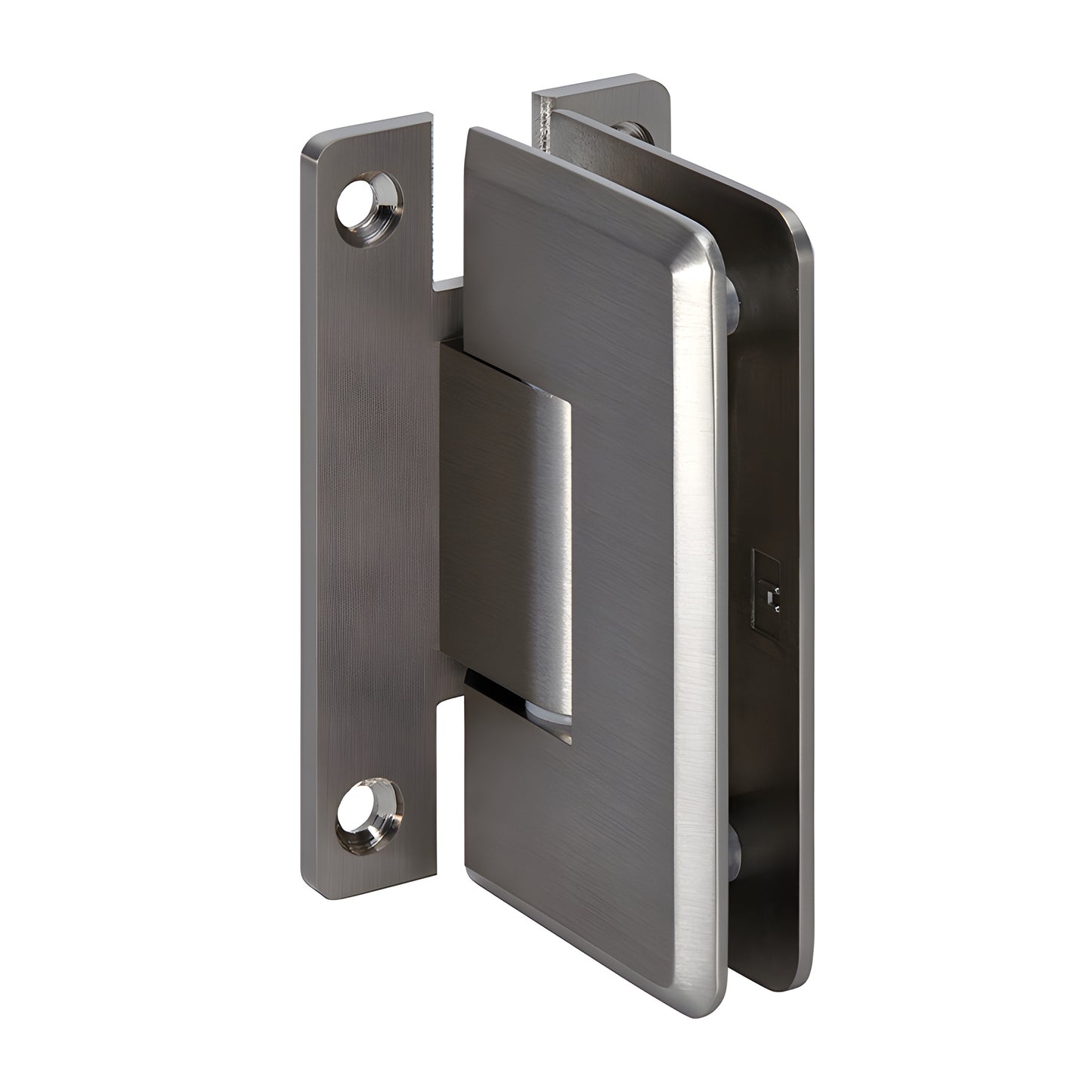 CRL Cologne glass shower hinge C0L037BN, brushed nickel brass hinge with beveled edges, self-centering pivot for 3/8-1/2" gla