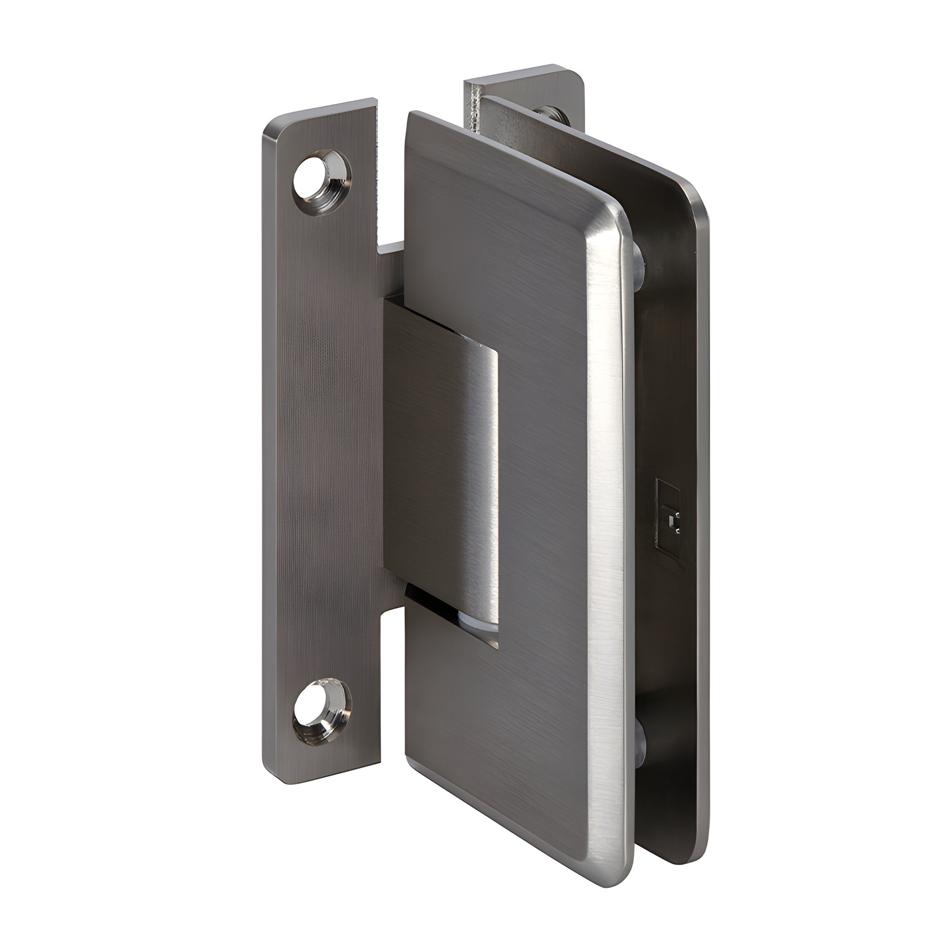 CRL Cologne glass shower hinge C0L037BN, brushed nickel brass hinge with beveled edges, self-centering pivot for 3/8-1/2" gla