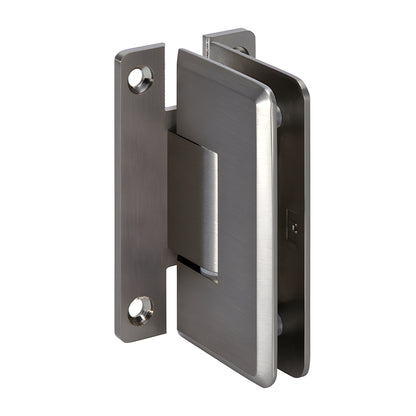 CRL Cologne glass shower hinge C0L037BN, brushed nickel brass hinge with beveled edges, self-centering pivot for 3/8-1/2" gla