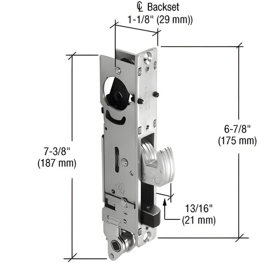 Adams Rite DH18900R right-hand high-security hook bolt mortise lock, 5-ply laminated stainless steel, 13/16" throw