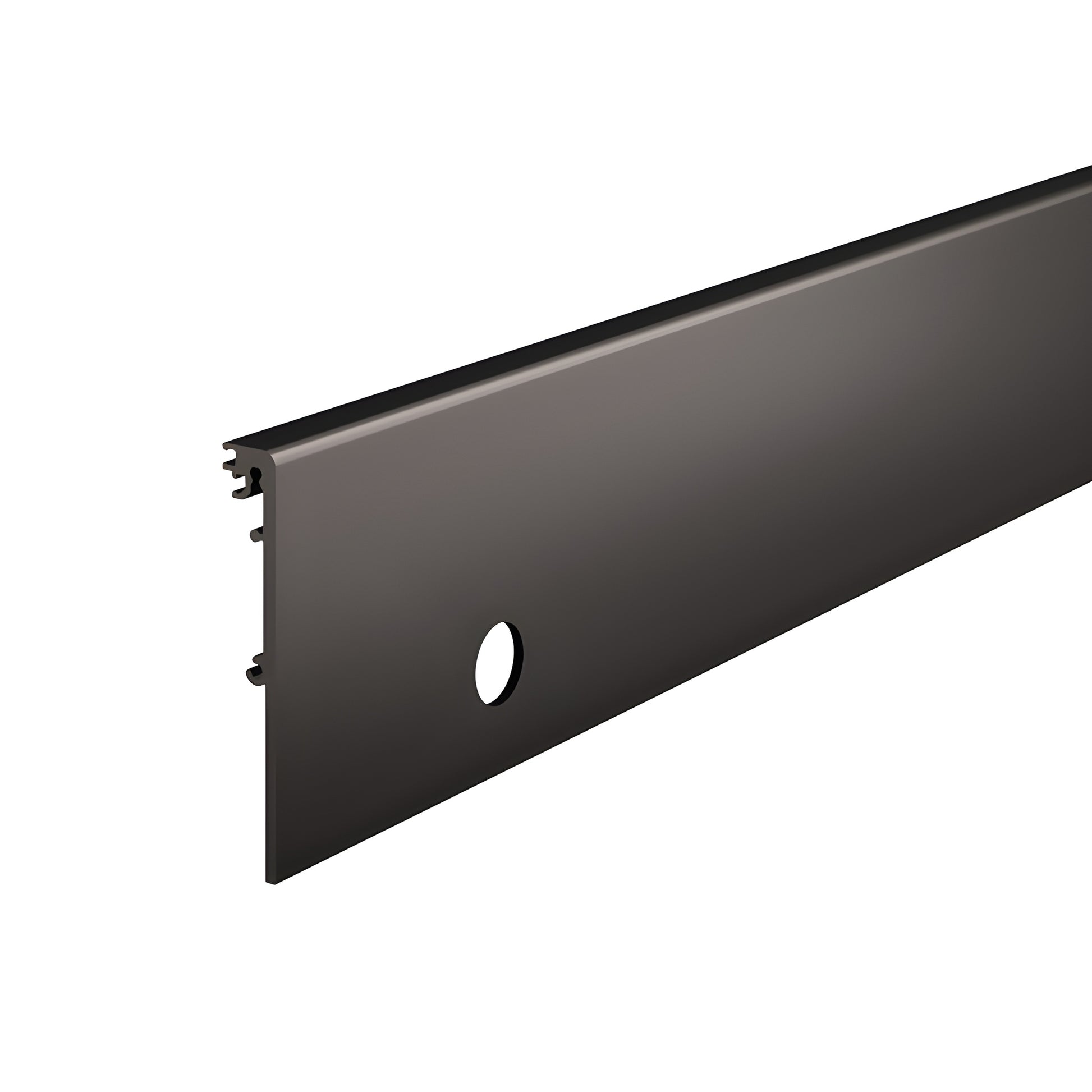 Black bronze anodized 4 in aluminum square door rail side cover, lock cylinder prep. SKU DRXSC4SDUL