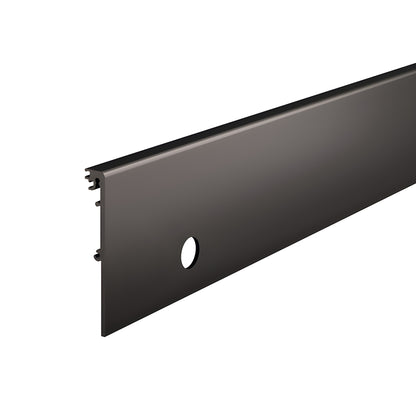 Black bronze anodized 4 in aluminum square door rail side cover, lock cylinder prep. SKU DRXSC4SDUL