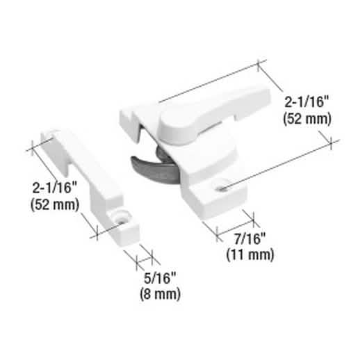 CRL White Window Sash Lock with 2-1/16" Screw Holes - Secure Your Windows Efficiently