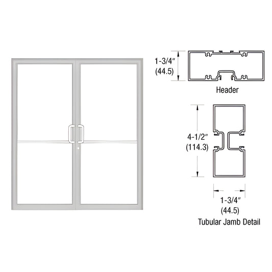 Clear anodized aluminum gear-hinge frame for 72 84 panic door with tubular jambs and threshold - SKU FZ4281172