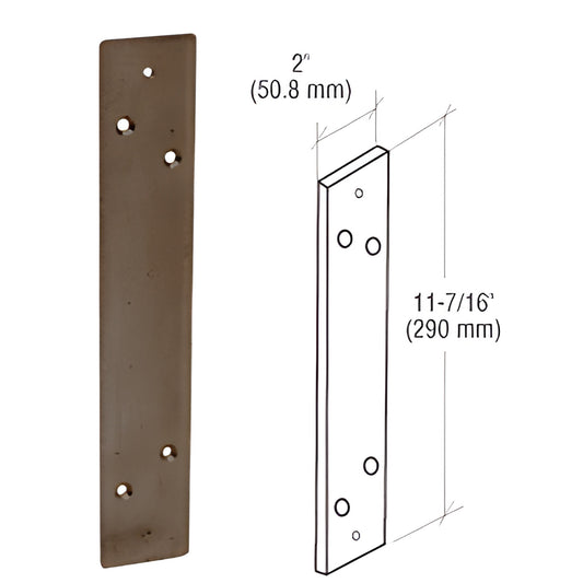 Dark bronze 11-7/16 in x 2 in mounting plate with predrilled holes for DL915A pull handle, fits wood or hollow metal doors