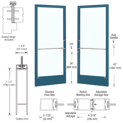CRL-U.S. Aluminum 250 Narrow Stile Geared-Hinge Doors, Pair, KYNAR