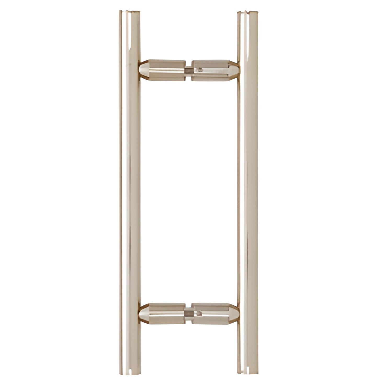 Polished nickel ladder-style back-to-back shower door pull, brass 3/4 in. tubing, 8 in. center, SKU LP8X8PN