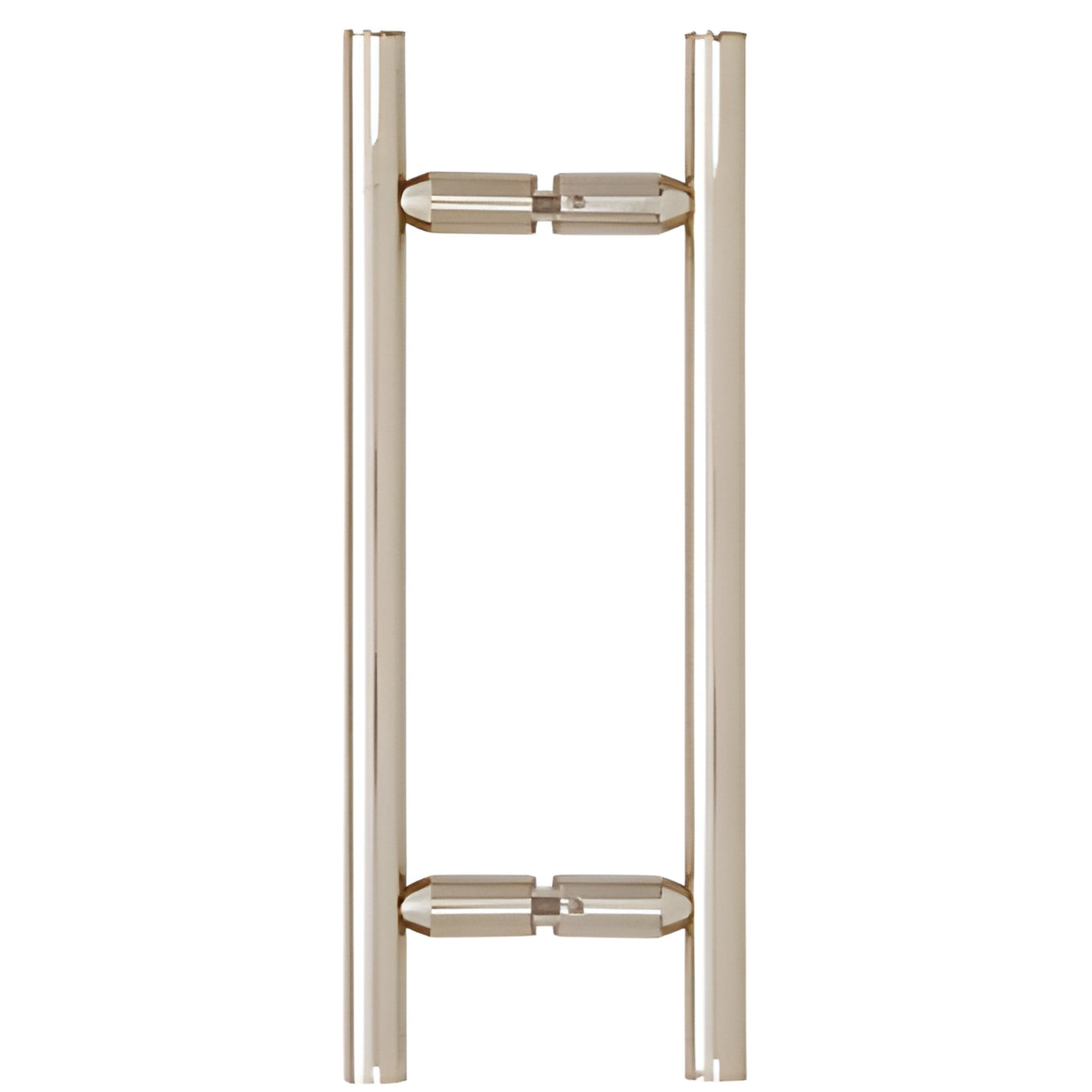 Polished nickel ladder-style back-to-back shower door pull, brass 3/4 in. tubing, 8 in. center, SKU LP8X8PN