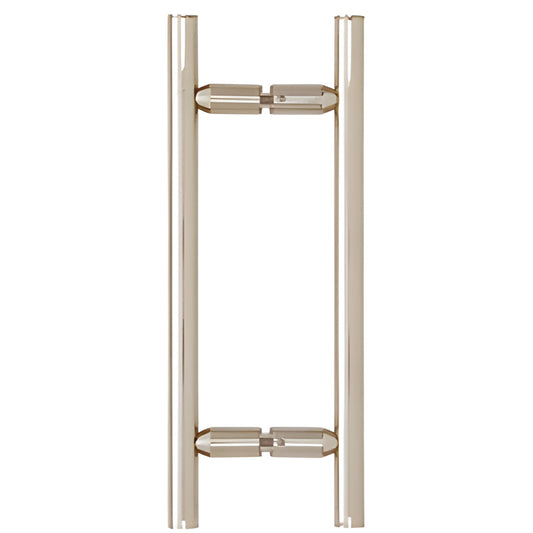 Polished nickel ladder-style back-to-back shower door pull, brass 3/4 in. tubing, 8 in. center, SKU LP8X8PN