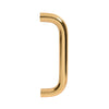 Polished brass 3/4" (19 mm) single-sided pull handle with thru-bolts, 8" center - SKU M16383