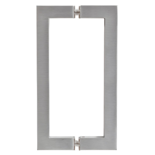 CRL SQ square-corner back-to-back door pull, brushed chrome brass tube, 8" center (SKU SQ8X8BCH)