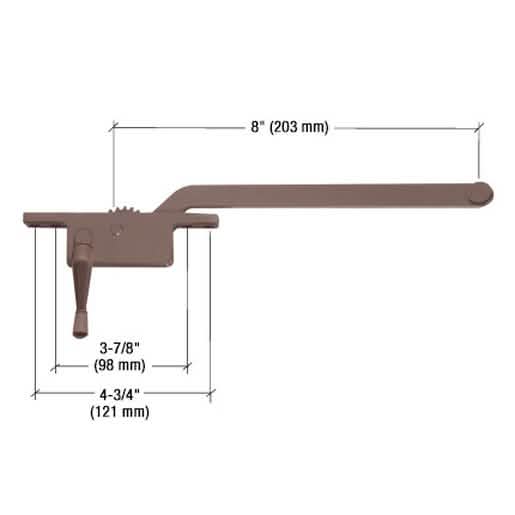 "CRL Bronze 8\" Left Hand Square Series Casement Window Operator - Durable & Stylish Desig