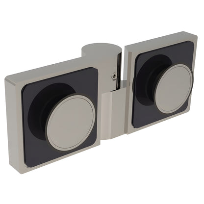LUG180LBN brushed nickel Lugano concealed glass-to-glass hinge for 8-10mm tempered glass, right-hand.