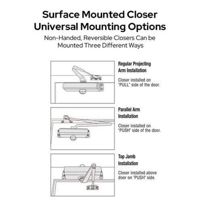 CRL Black Adjustable Door Closer, Size 1-6, Cast Iron, Surface Mount, Image 4