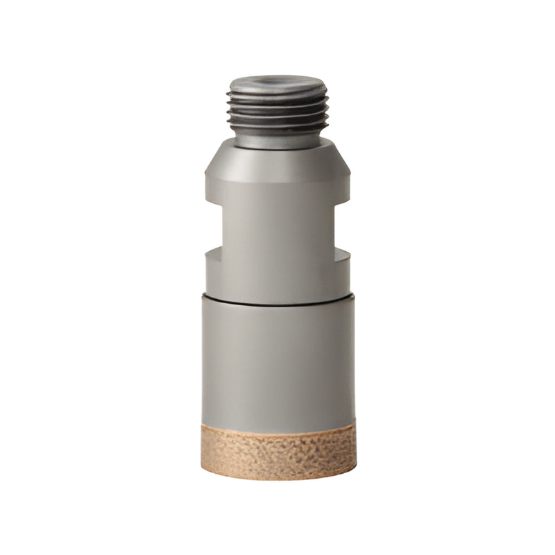 PDT114 metal-bond diamond glass drill, 1-1/4" diameter, Belgian thread, gray body with diamond cutting tip
