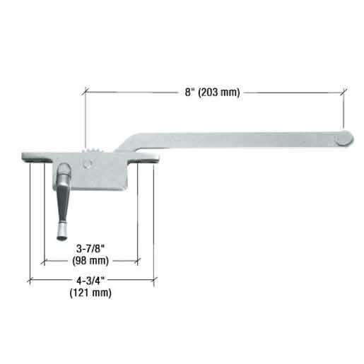 CRL Aluminum 8\" Left Hand Square Series Casement Window Operator - Durable & Efficient