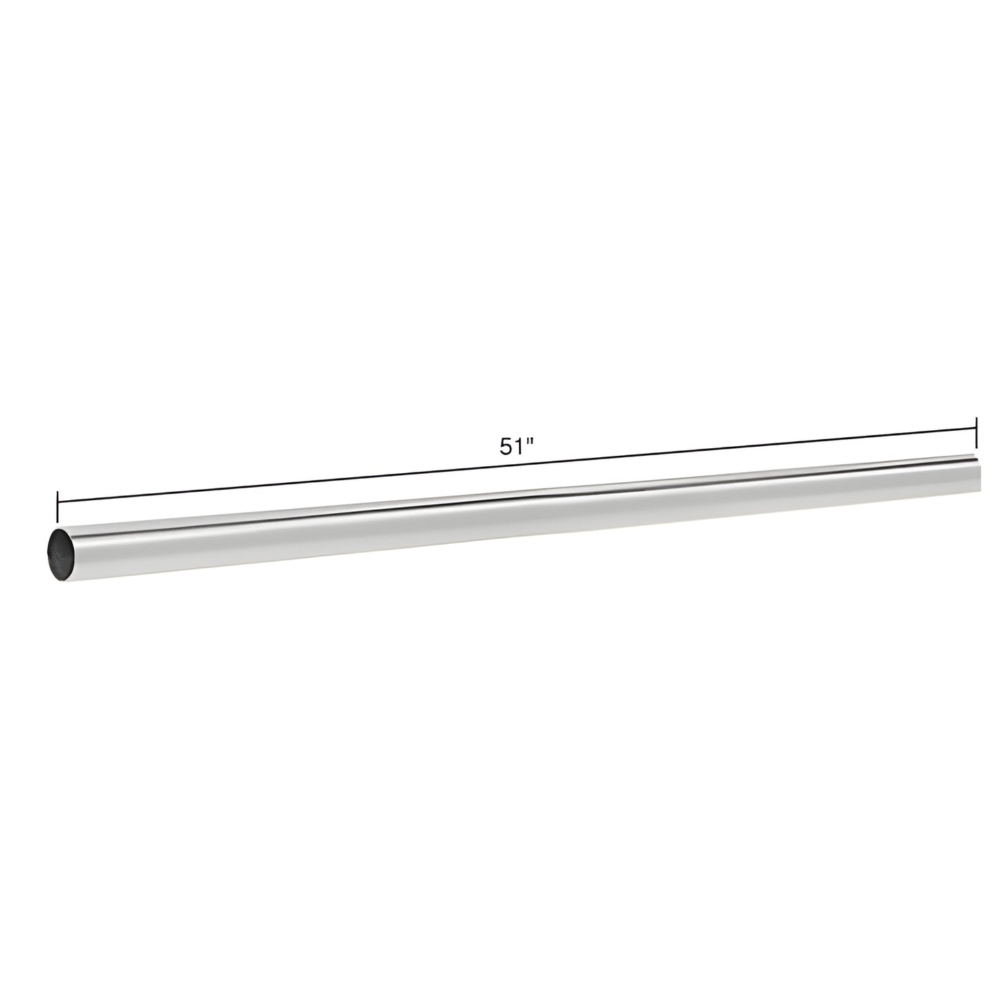 S2CH polished chrome 51" brass support rod, 3/4" diameter for frameless shower.