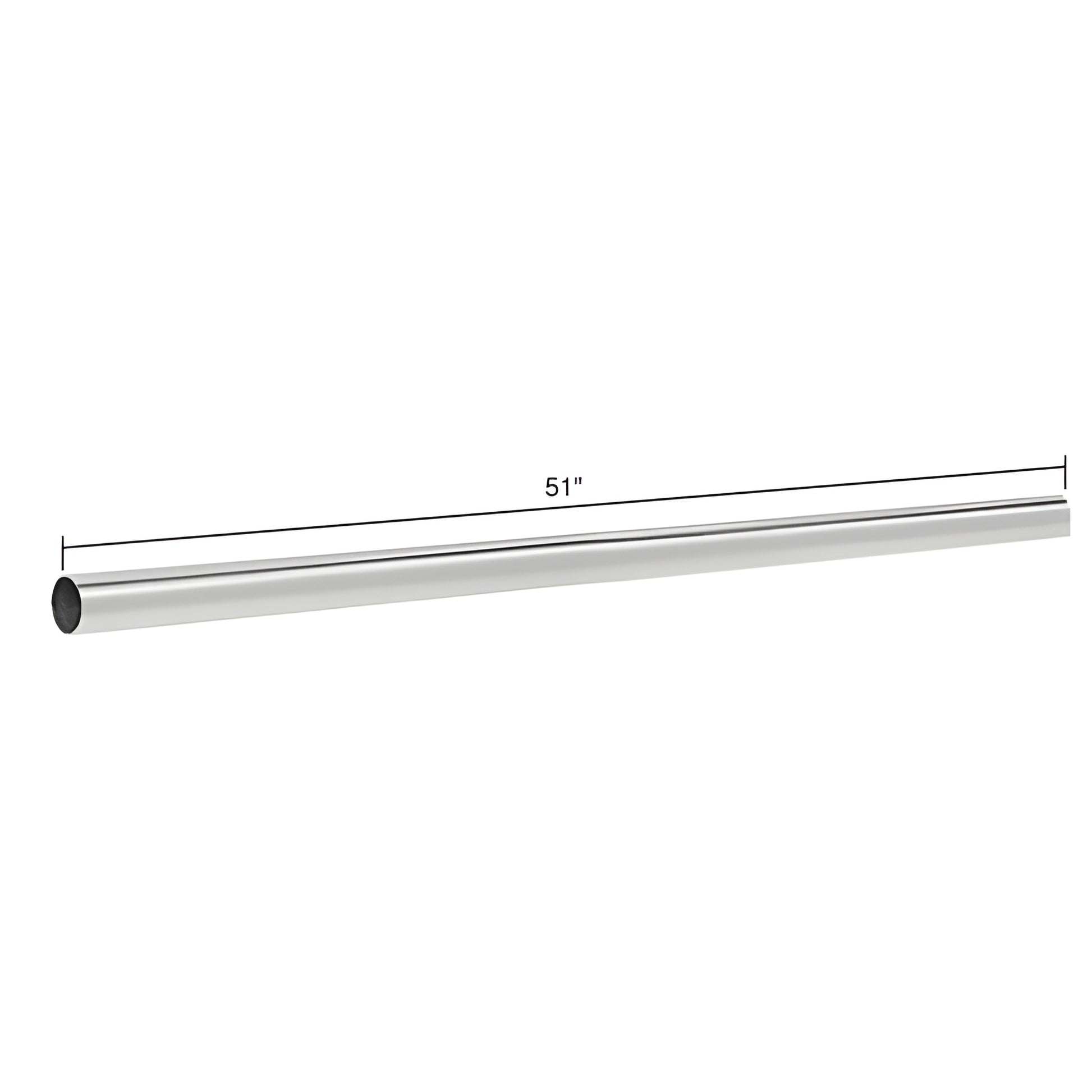 S2CH polished chrome 51" brass support rod, 3/4" diameter for frameless shower.