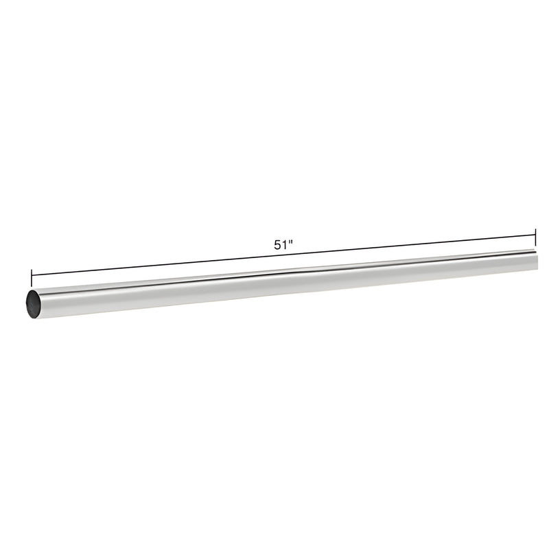 S2CH polished chrome 51" brass support rod, 3/4" diameter for frameless shower.