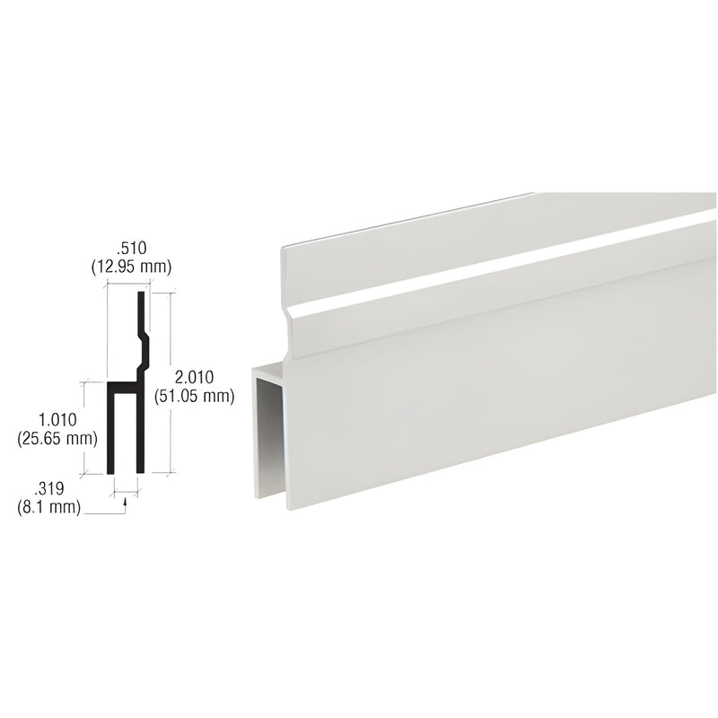 D40A satin anodized aluminum extrusion track, U-profile sliding door track, 0.319 in pocket, 2.01 in height.