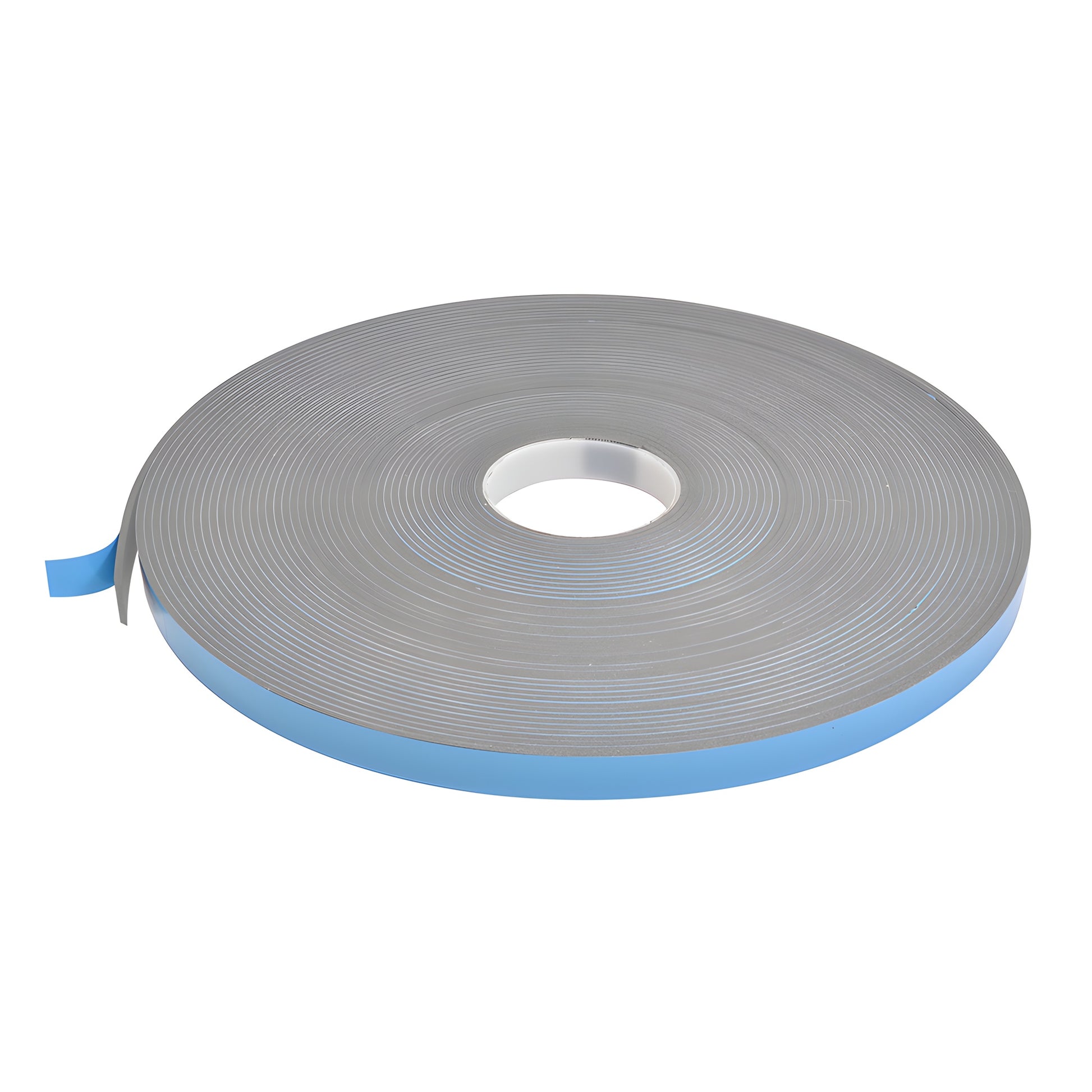 Gray closed-cell foam glazing tape roll with blue liner, 3/4 in 100 ft adhesive seal for windows and doors