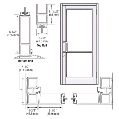 CRL-U.S. Aluminum White KYNAR® Entrance Door Series 800 Closer-Ready