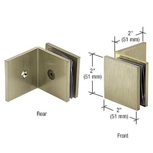 CRL Brushed Bronze Fixed Panel Square Clamp with Large Leg for Secure Glass Installation