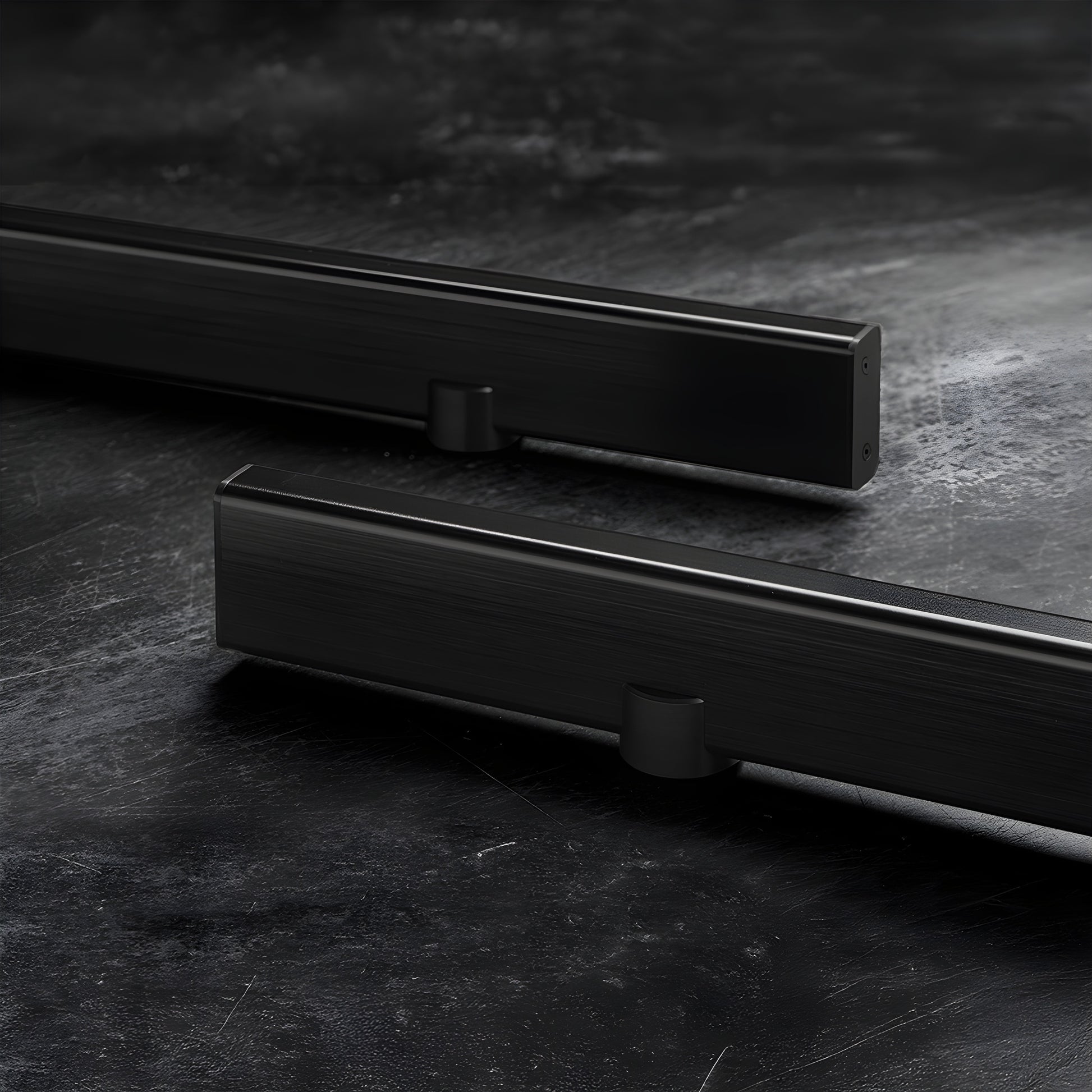 Black stainless double-sided flush-mount 24" door pull for glass doors - SKU LAT34FLP24BLS