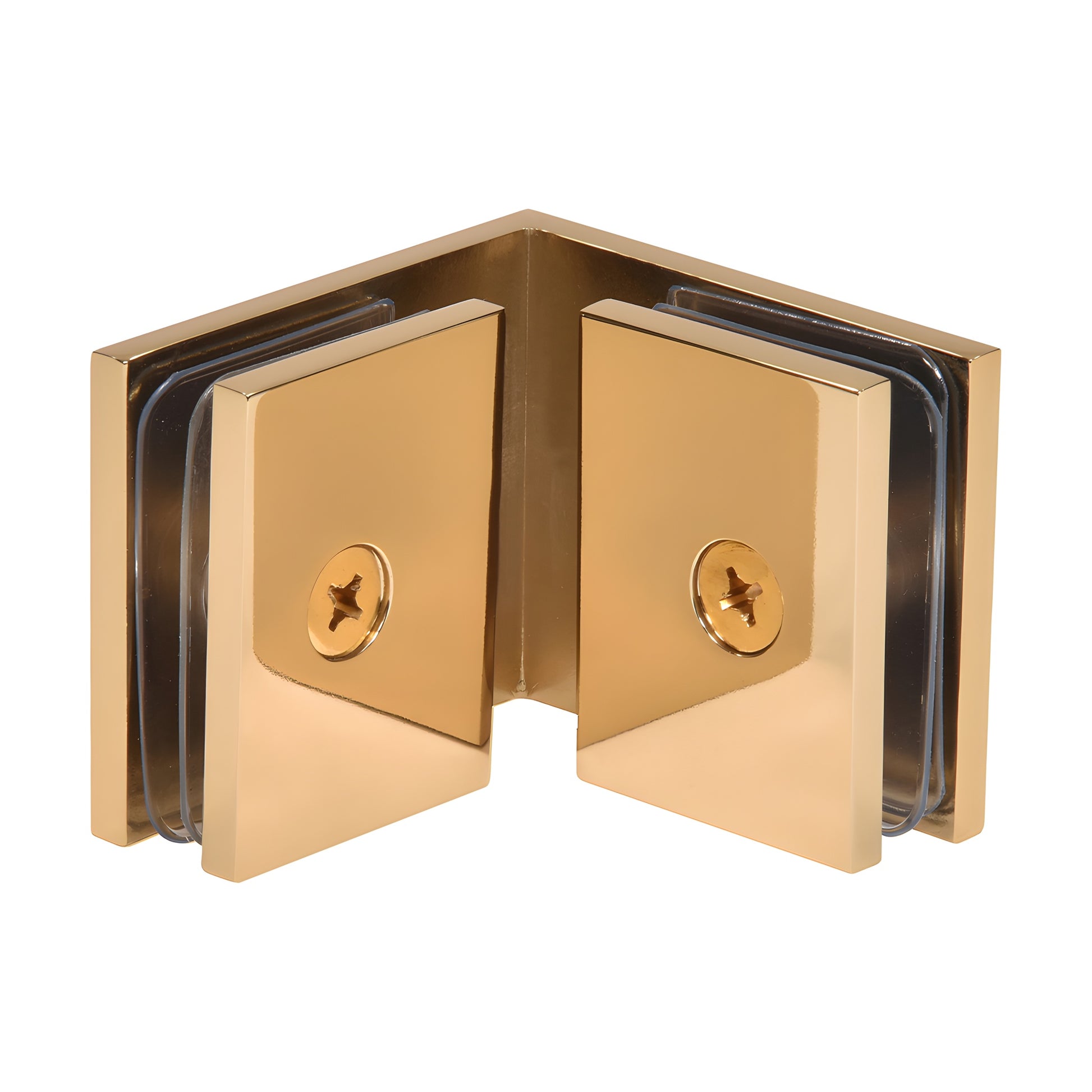 SGC90FG French gold solid brass 90 glass-to-glass clamp for 3/8-1/2" (10-12 mm) frameless shower panels.