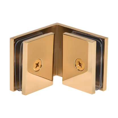 SGC90FG French gold solid brass 90 glass-to-glass clamp for 3/8-1/2" (10-12 mm) frameless shower panels.