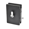 EUR681MBL matte black European glass-mounted patch lock with cylinder and bolt, fits 3/8" and 1/2" glass