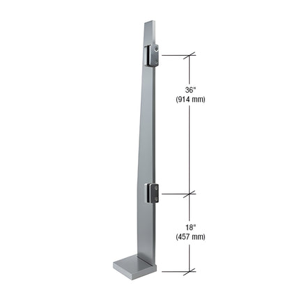 K60REKBS brushed 60in 316 stainless steel freestanding glass partition post with welded flange and glass fittings